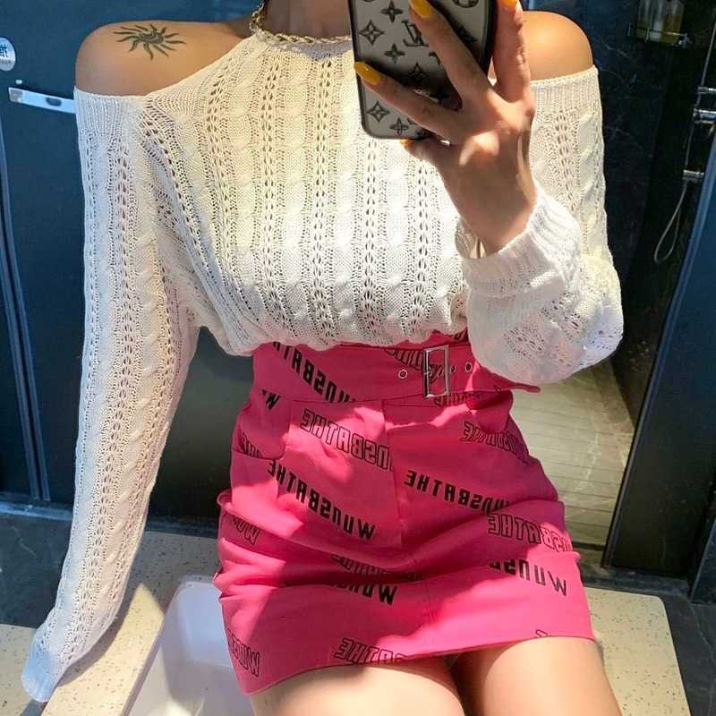 

Knitted Sweater Women Solid Slash Neck Knit Pullover Korean Elegant Female Knitwear Thin Winter Women's Clothing Autumn 210604, Green