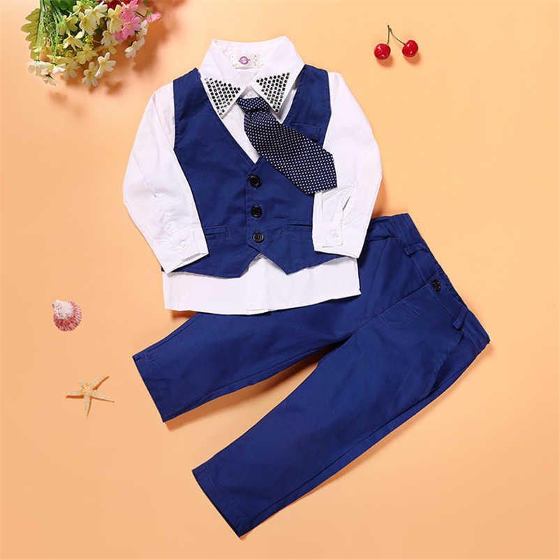 

Spring Autumn Toddler Baby Kids Boys Gentleman Clothing Sets Party Wedding Clothes Suit T-shirt+Vest+Pants 1 2 3 4 5 6 Years Old X0802, As picture