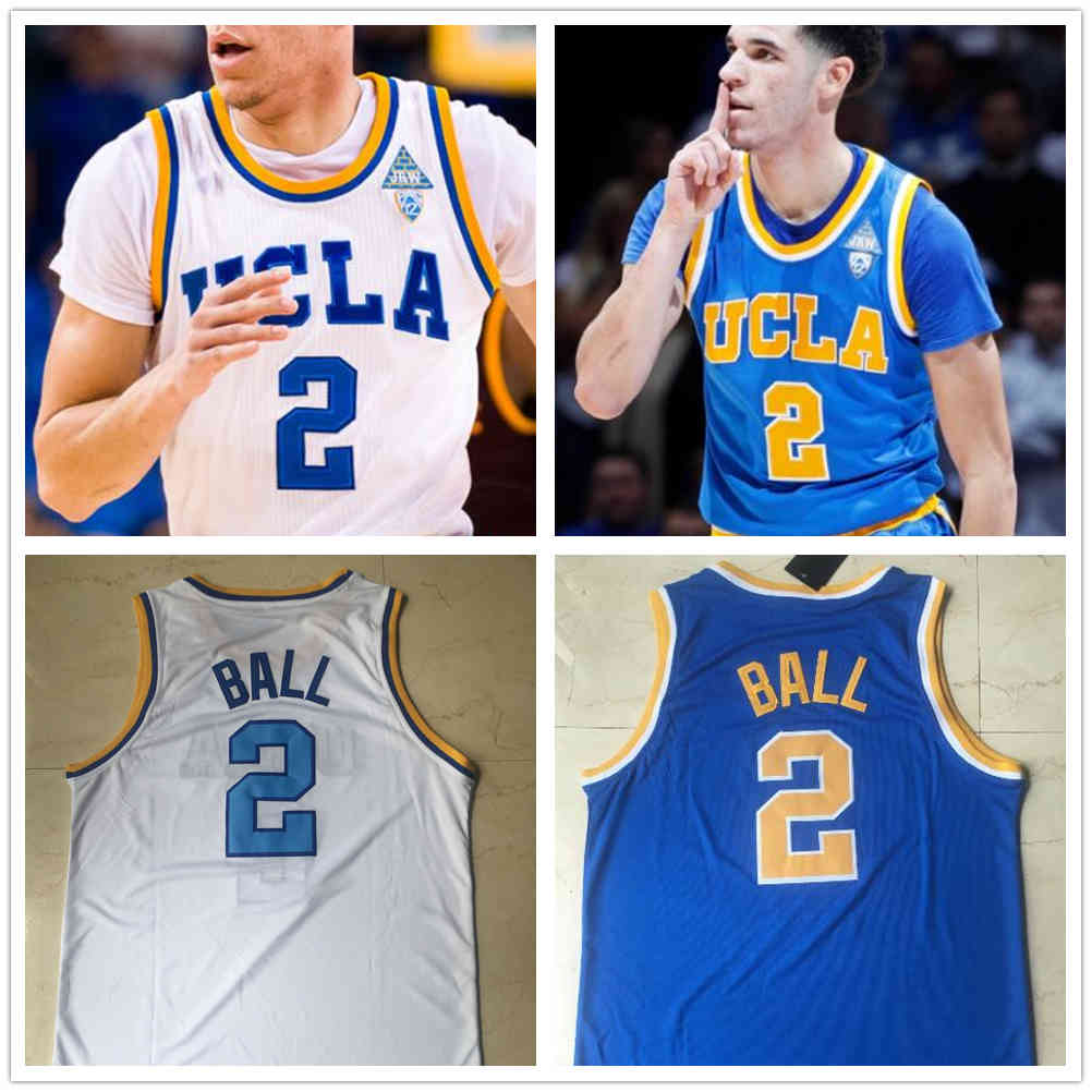 

UCLA Bruins #2 Lonzo Ball College Basketball men Stitched Jerseys white blue University Uniforms Top Quality, Black