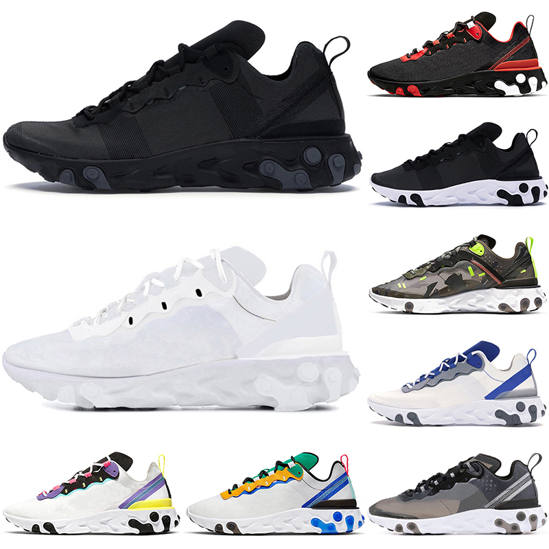 

2021 new react running shoes element women 55 87 Triple Black white Camo hyper pink Anthracite Sail Dark Grey Tour Yellow Solar Red trainers sneakers, 87 moss 40-45