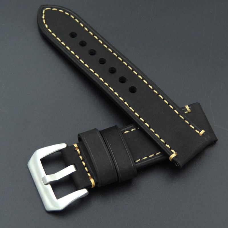 

Watch Bands 2021 Luxury Italian Leather Watchbands 20MM 22MM 24MM 26MM Hand Stitched For PAM Men's Straps