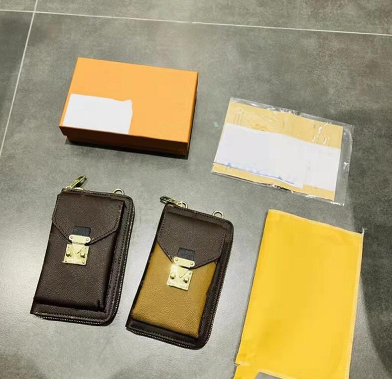 

2022 Classic Fashion Embossing Lady Wallet Luxury High Quality Leather Chain Messenger Metal Hasp Letter Mobile Phone Bag Change Purse, Brown