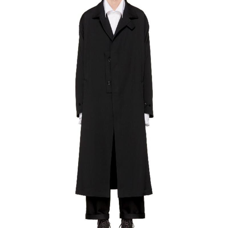 

Men' Trench Coats / Spring Fashion Personalized Customization Large Size Mid-length Single-breasted Loose Coat With Lapel /-6XL, Black