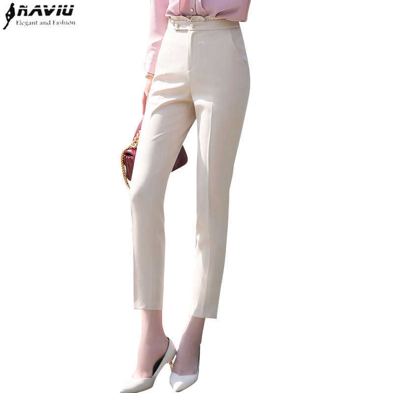

Apricot Professional Trouser Spring Casual Ankle-Length Office Ladies Fashion Straight Pants 210604