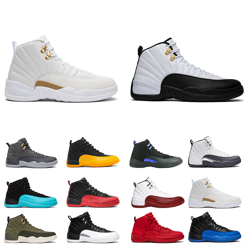 

Men Basketball shoes 12s University Gold Dark Grey French Blue Cherry Sample mens Sport trainer, # 01