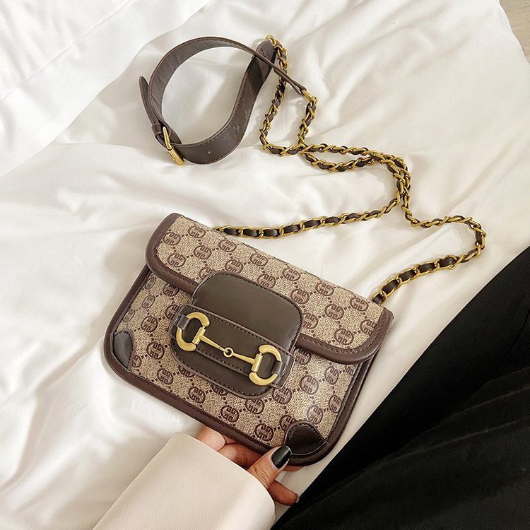

Luxury design handbag French minority underarm chain saddle Single Shoulder Messenger Bag women's bag 2021 new fashion, Brown
