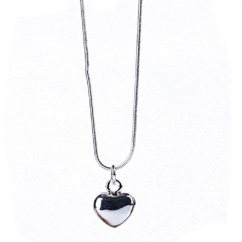 

925 Sterling Silver Solid Heart Pendant Necklace 18 Inch Snake Chain For Women Wedding Charm Fashion Jewelry 1221 T2