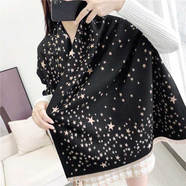

Scarves Geometric Stars Print Wool Scarf Women Winter Warm Pashmina Blanket Shawl Wrap Double Sides Available 2021