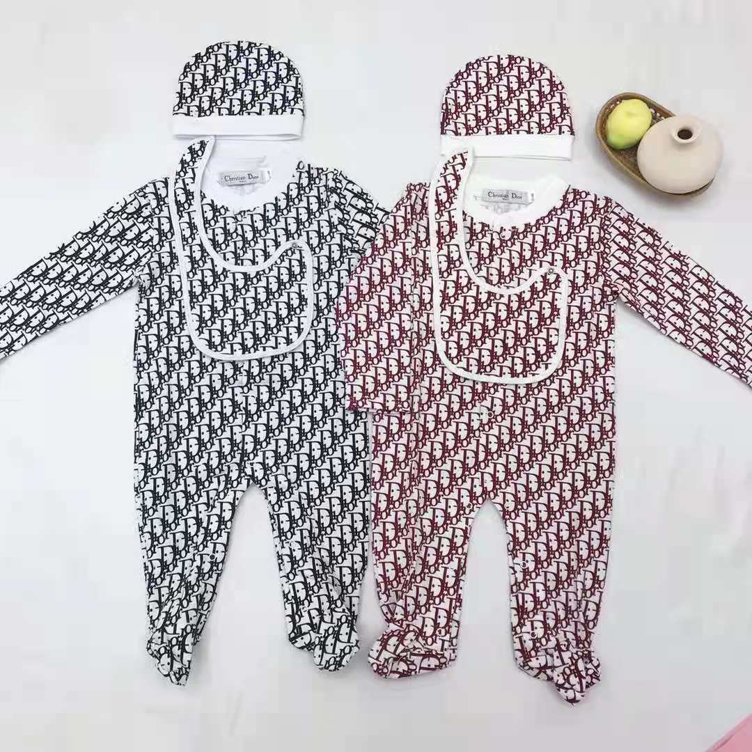 

baby kid sleep jumpsuits 3pcs designer layette sets fashion babys girl pink winter warm clothes set style designers newborn child rompers 0-18 months, Pink;blue