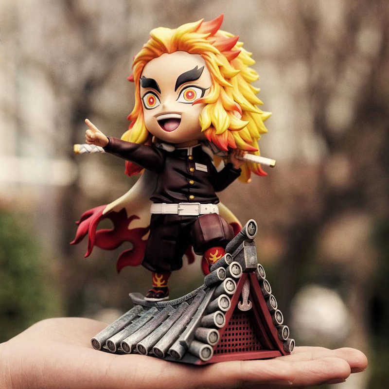 

Anime Demon Slayer Rengoku Kyoujurou Action Figures Kimetsu No Yaiba Kawaii Collection Model Doll Toys For Children's Gift 18cm Q0722, No box