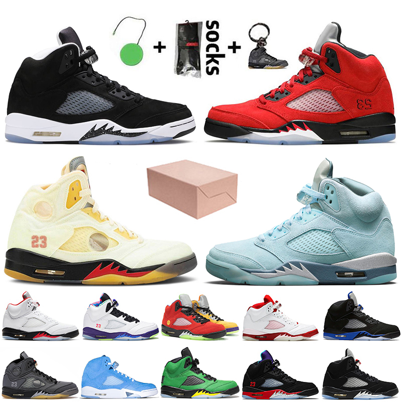 

Top Quality Racer Blue Jumpman 5 Mens Basketball Shoes Sail Fire Red 5s Oregon Ducks Florida Gators Oklahoma What The Alternate Grape Bel Sneakers UNC Trainers, #1 raging bull 40-47