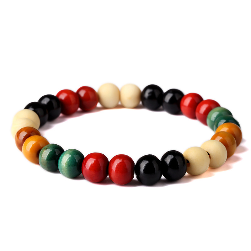 Brins colorés simples pour hommes, nouveaux Bracelets de perles en bois naturel à la mode, bijoux Hip Hop, vente en gros