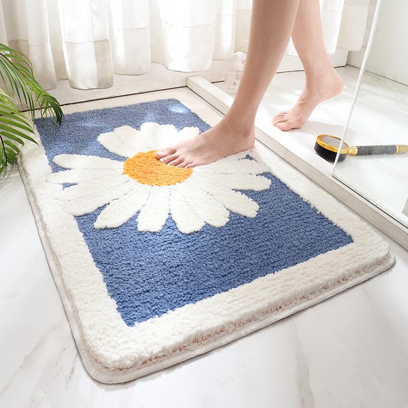 

Carpets Bathroom Door Entrance Mats Daisy Bath Rug Non-Slip Mat Toilet Absorbent Anti-slip