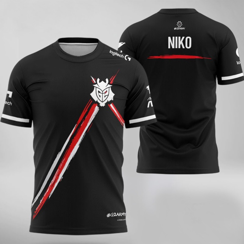 

polo 2021 Exports Jersey Uniform Lol Lec est G2 T-shirt Csgo Niko Kenny Records E-Sport Free Time Sport 3d Shirt, White;black
