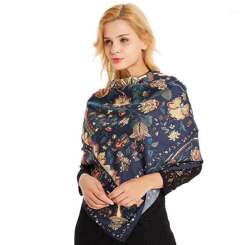 

Scarves 130x130CM Soft Luxury Shawl Scarfs Beach Cover-ups Bandana Hijabs Chal De Bufand Cachecol Echarpe Foulard Playa Bonita, Blue;gray