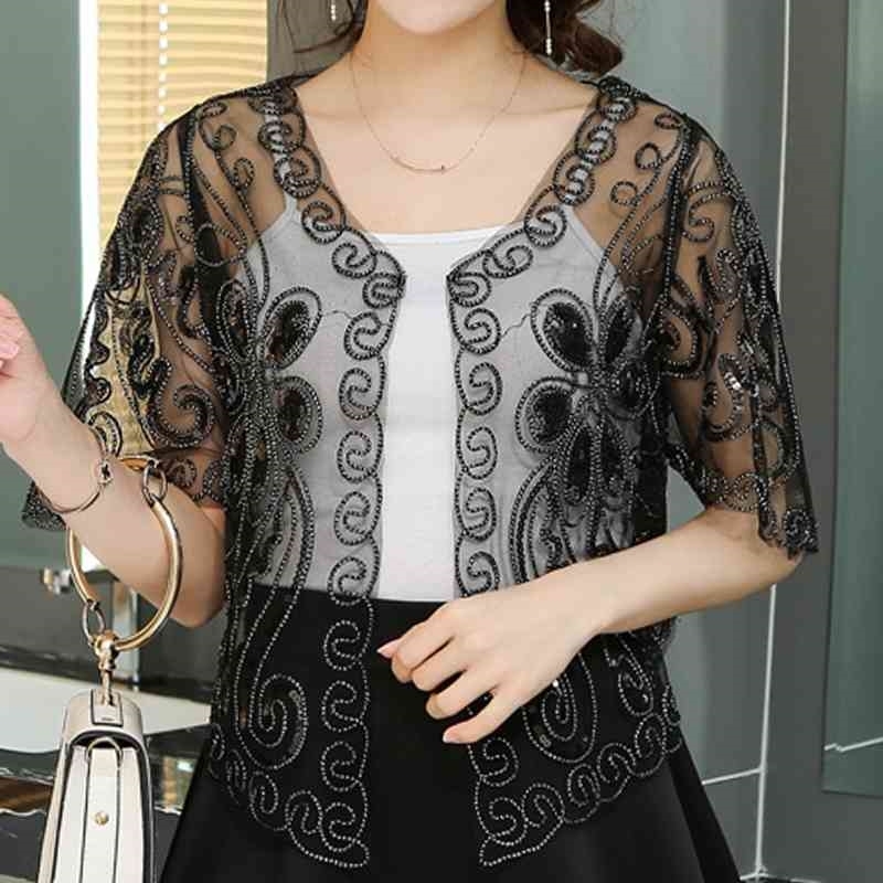 

Blusas Mujer De Moda Verano Blouse Women Short Sleeve V-neck Hollow Lace Blouse Shirt Cardigan Women Blouses Shirts D489 210602, Black-red