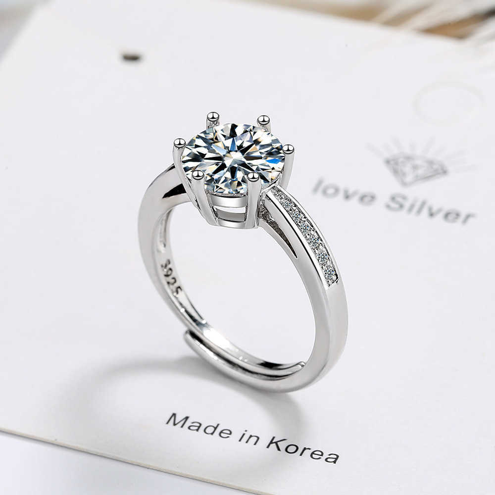 

Ring Ring women's round zirconium diamond wide face women's ring, Silver