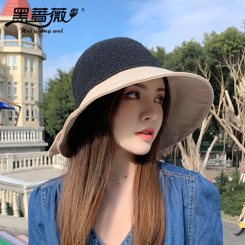 

2021 New Products in Stock Internet Hot Fashionable Female Fisherman Hat Summer Outdoor Solid Color Stitching Bow Sun-Shade Beach Hat, Yellow