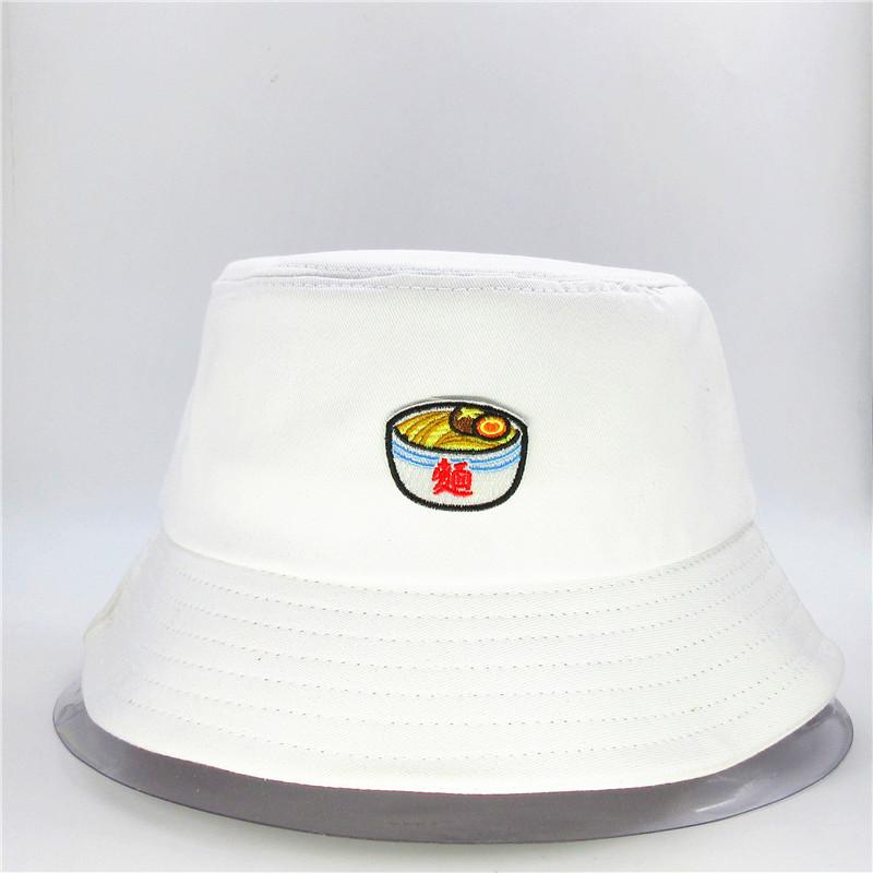 

Cloches Pasta Embroidery Bucket Hat Fisherman Outdoor Travel Sun Cap Hats For Kid Men And Women 231, White