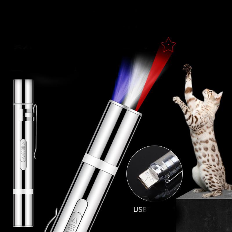 

Cat Toys LED Laser Toy USB Rechargeable Funny Chaser Portable Creative Sight Pointer Pen Interactive