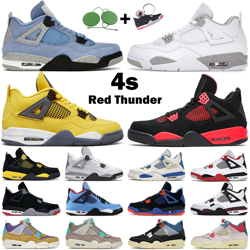 

mens basketball 4s shoes Red Thunder University Blue 4 White Oreo Cement Black Cat Cactus Jack Bred Metallic Green men women trainers sports sneakers, #5