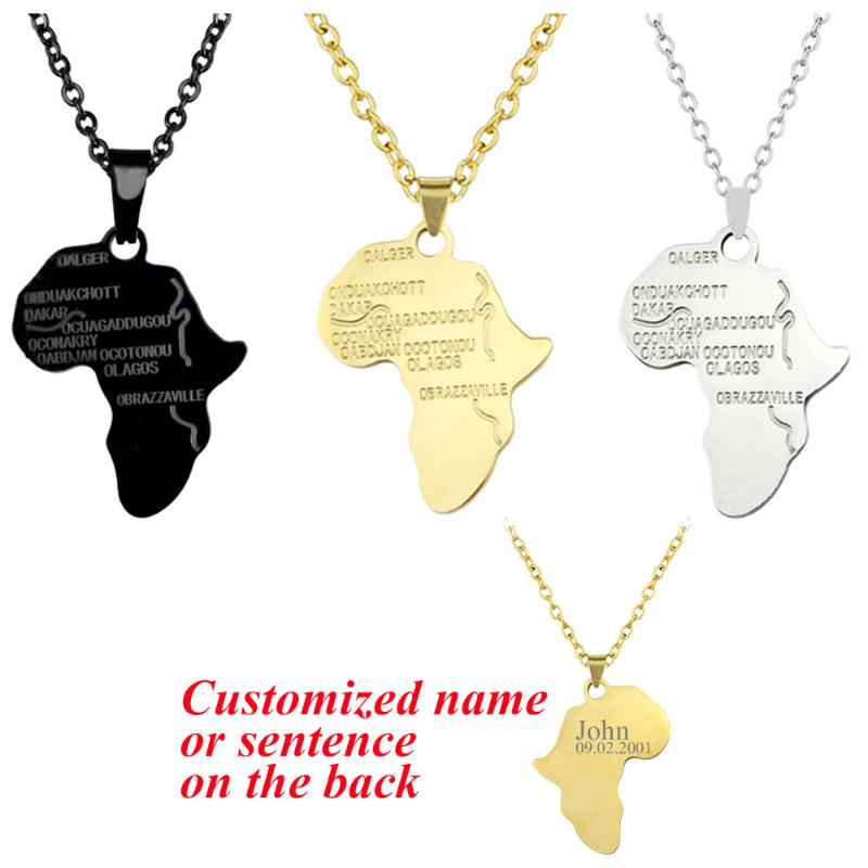 

Pendant Necklaces African Africa Map Necklace Gold Silver Color Stainless Steel Choker For Women Men Jewelry Custom