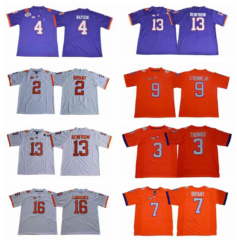 

NCAA College Football Clemson Tigers 16 Trevor Lawrence Jersey 9 Travis Etienne Jr 7 Mike Williams 4 Deshaun Watson 13 Hunter Renfrow, Black