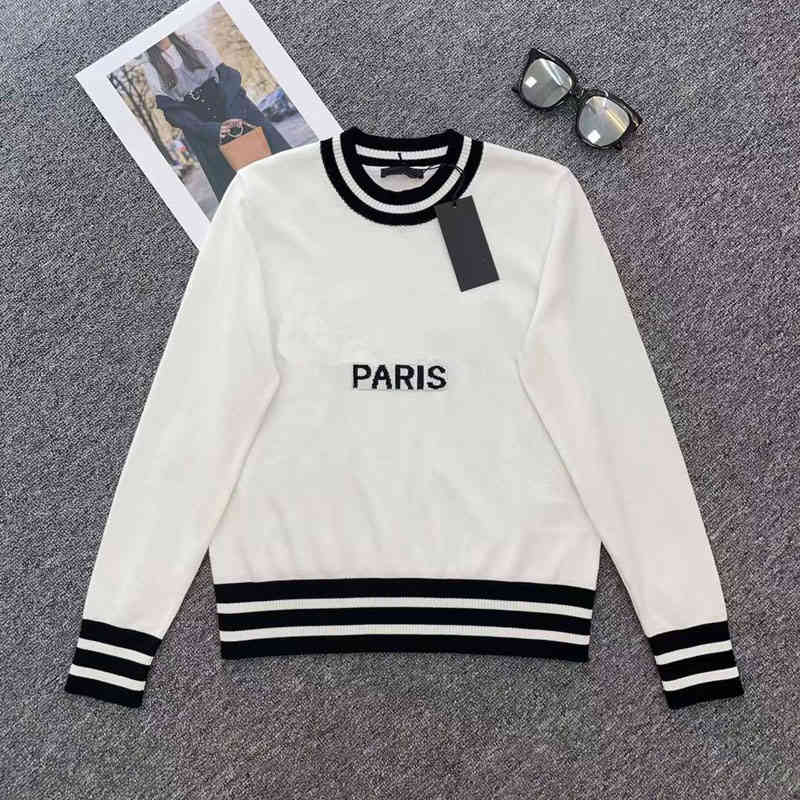 

Women' Sweaters Sweater Crew Neck Hoodies striped Fashion Long Sleeve Women High End Jacquard knitting Coats TIDM, Black