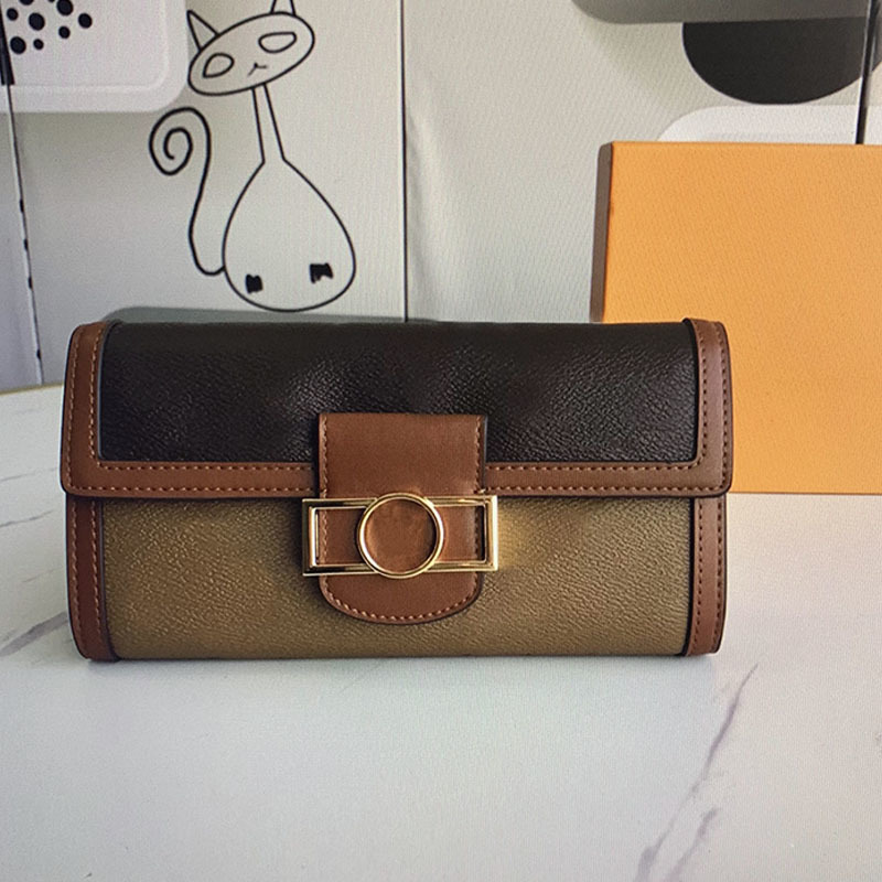 

M68725 DAUPHINE Wallet Woman Metal Hasp Coin Purse Printing Leather Card Holders Clutch Bags Women Luxurys Designers Wallets Orange, Bubble wrap packaging