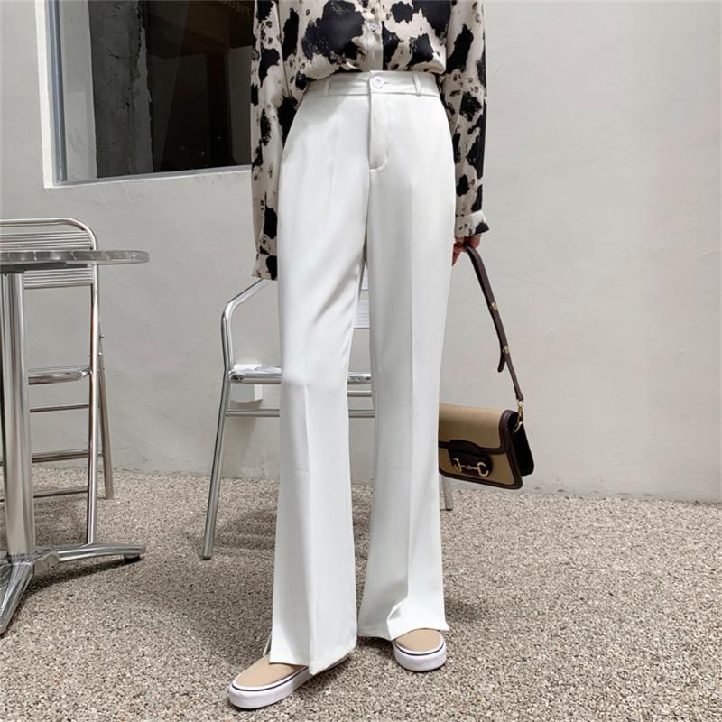 

Women's Pants & Capris HziriP 2021 Plus Size -XL Flare Summer Loose Chic Split High Waist Slim Fashion OL Office Lady Trousers, White