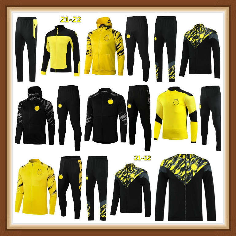 

2022 Mens HAALAND SANCHO soccer tracksuit full zip jacket Hoodie 21 22 Men REUS Half zipper football training suit 2021 survetement chand, Black