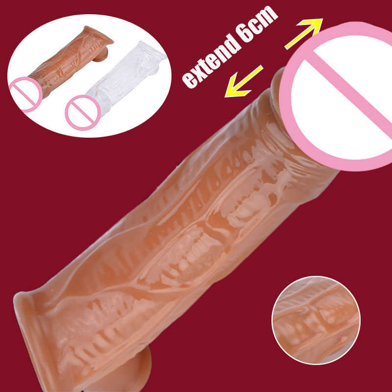 

Massage Items Reusable Condom Male Penis Sleeve Extender Enlargement Realistic Dildo Sleeves Sex toys for Men Cock Enlarger Delay Ejaculation