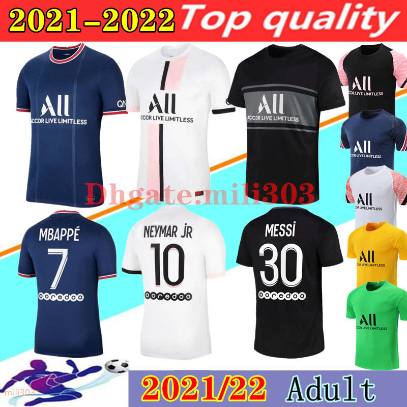

21 22 MESSI MBAPPE soccer jerseys home away HAKIMI SERGIO RAMOS 3rd Maillots de football shirt 2021 2022 WIJNALDUM MARQUINHOS VERRATTI maillot foot Training shirts