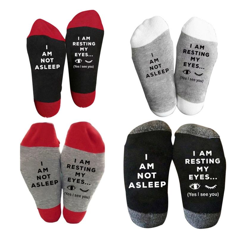 

Men's Socks 1 Pair I Am Not Asleep Funny Novelty Fashion Cotton Autumn Spring Winter Letter Sock Gifts T8NB, Black