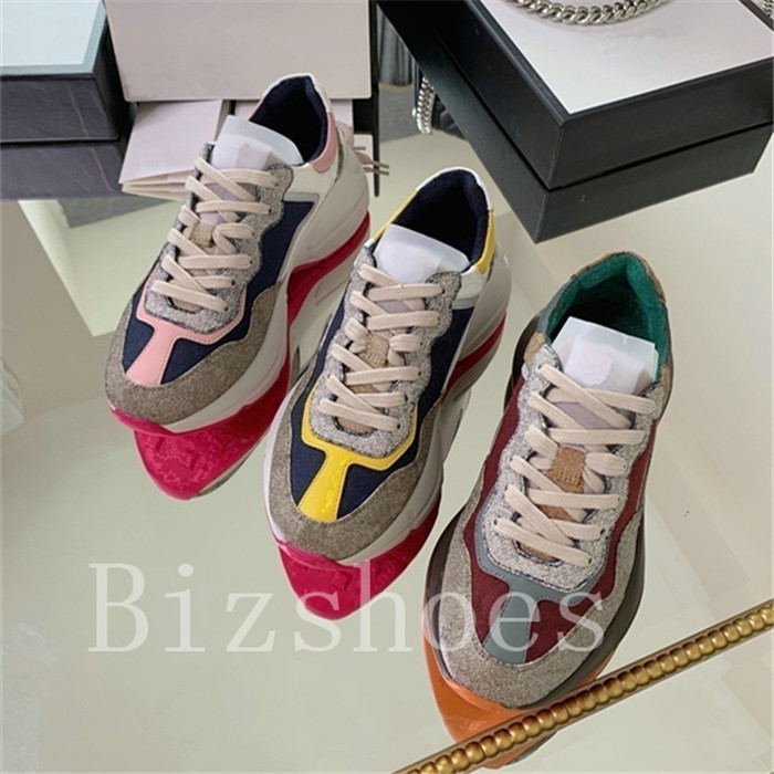 

Rhyton sneaker reflective trim Men Shoe oversize canvas Designer Sneakers Beige chunky sole Trainer Casual vintage feel Women Running Shoes, 03