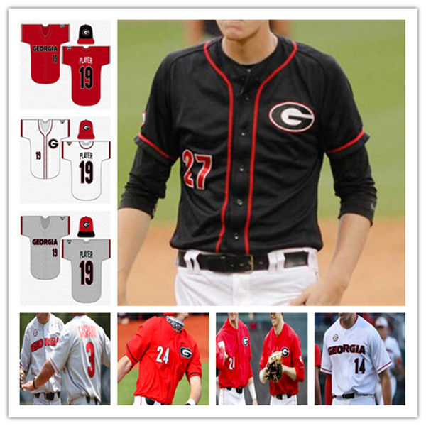 

Custom College Georgia Bulldog Baseball Jersey Connor Tate Cole Joshua McAllister Josh Stinson Corey Collins Chaney Rogers Fernando Gonzalez, Black