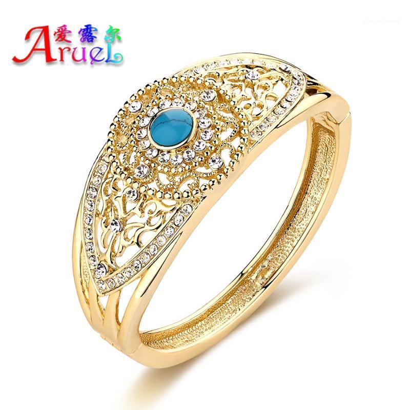 

Vintage Gold Color Jewelry Fashion Bracelets India African Classic Luxury Crystal Stone Bangle Bracelet For Women