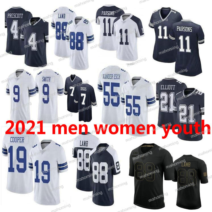 

2021 Mens Football 88 CeeDee Lamb 11 Micah Parsons 7 Trevon Diggs 4 Dak Prescott 21 Ezekiel Elliott Leighton Vander Esch Amari Cooper 9 Jaylon Smith women youth jerseys