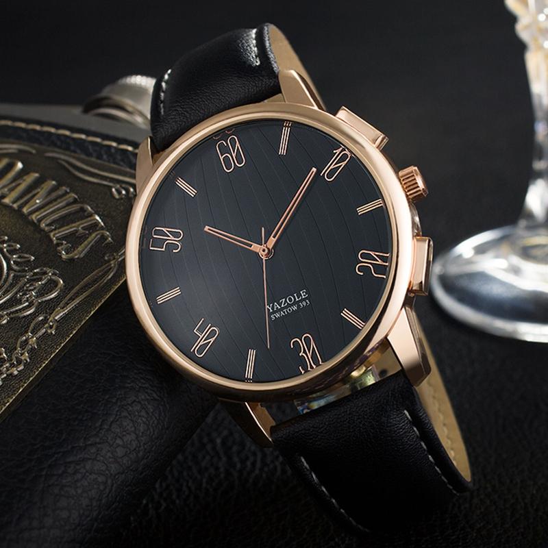 

Wristwatches YAZOLE Special Arabic Numeral Dial Quartz Movement Fashion Leisure Simple Style Water Resistant Men Watch Relogio Masculino 393, Black brown