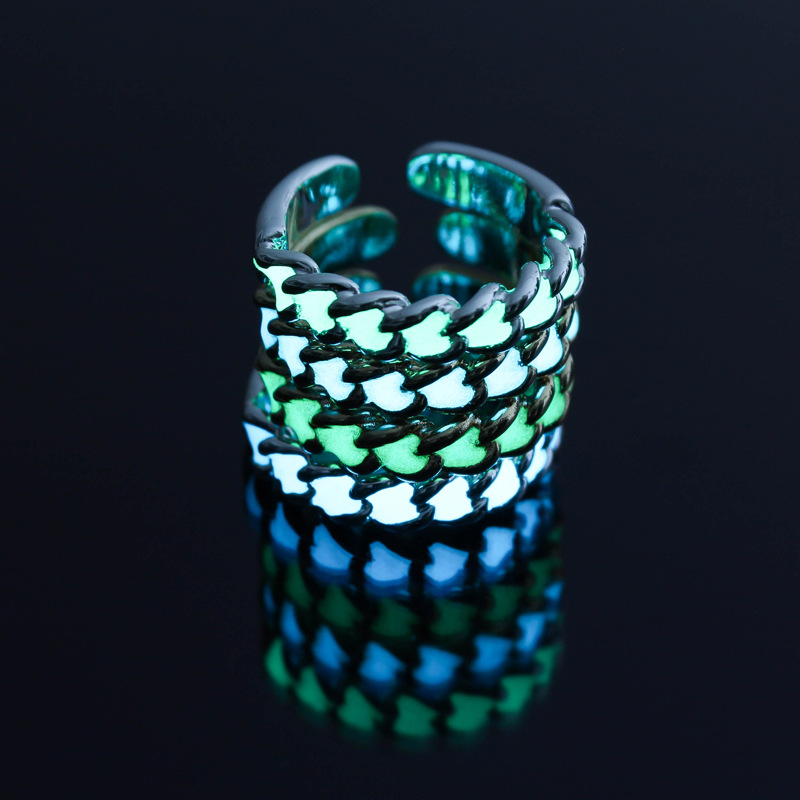 Fashion Trend New Night Luminous Love Adjustable Ring For Women Gift-image-719658581