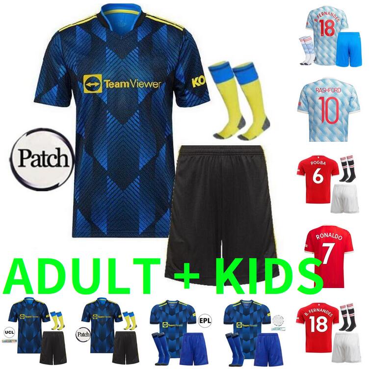 

Adult + kids kit with socks 21 22 Manchester RONALDO SANCHO boys sets soccer jerseys POGBA UTD VAN DE BEEK B. FERNANDES 2021 2022 RASHFORD LINGARD football shirt man suits, 21/22 with socks