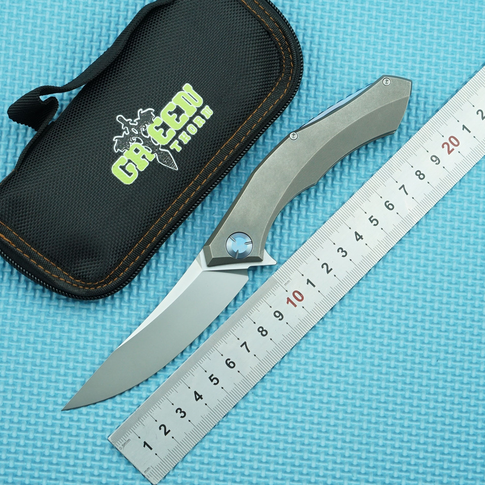 

Green Thorn Blue Moon Titanium Alloy Handle D2 Steel Folding Knife Outdoor Camping Survival Kitchen Multifunctional F95 F3 F111 F1EDC Tool