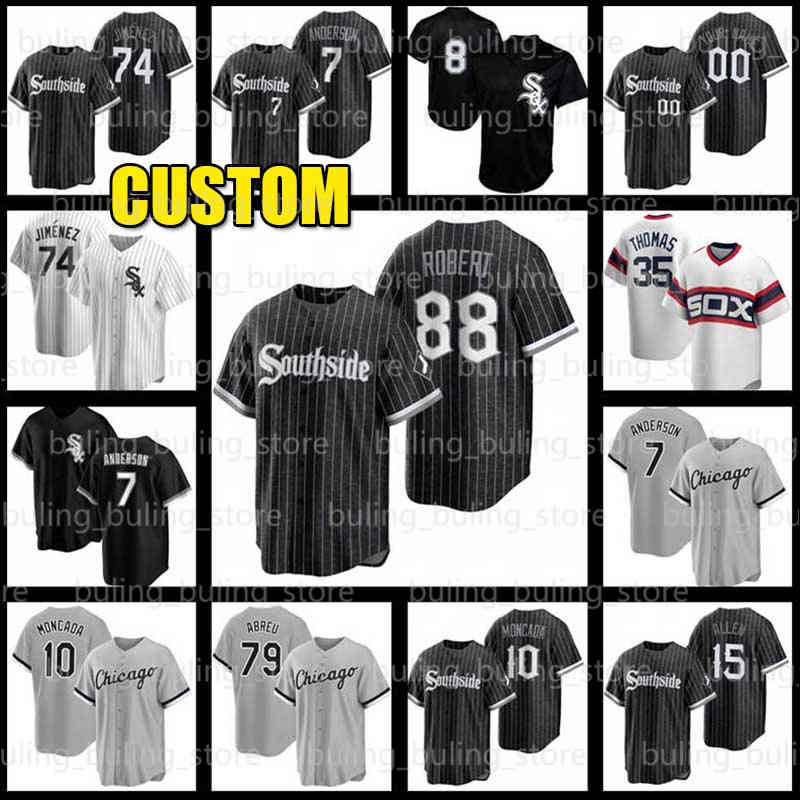 

88 Luis Robert Jersey Jose Abreu 7 Tim Anderson 10 Yoan Moncada 1 Nick Madrigal 74 Eloy Jimenez Bo Jackson 35 Frank Thomas White Sox 2021 Ci, Blue;black