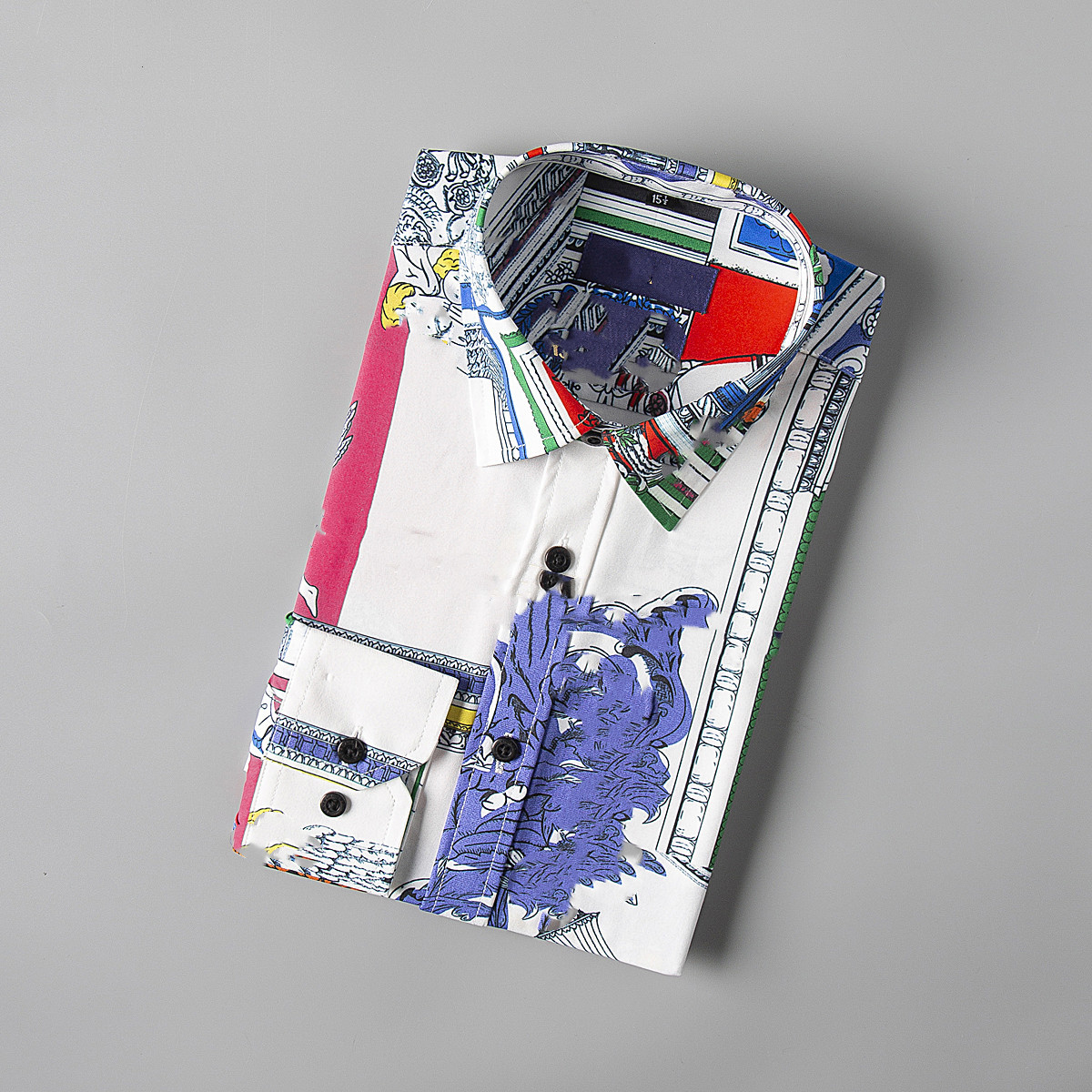 

2021 Luxurys Designers Dress Shirt Menswear Fashion Society Black Men Solid Color Business Casual Long Sleeve M-XXXL #15, Multi