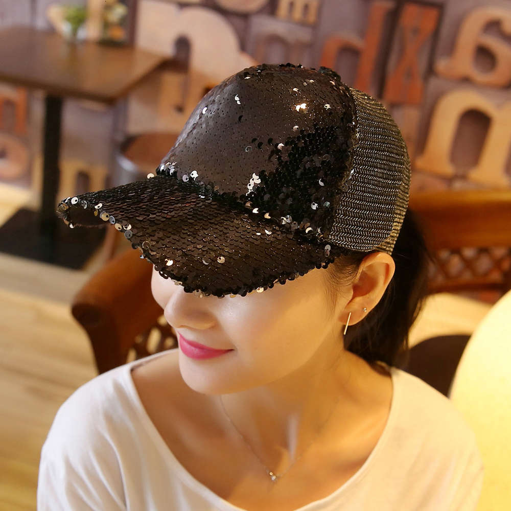

Sun hat Korean reflective Sequin net sun visor cap for men and women, Blue;gray