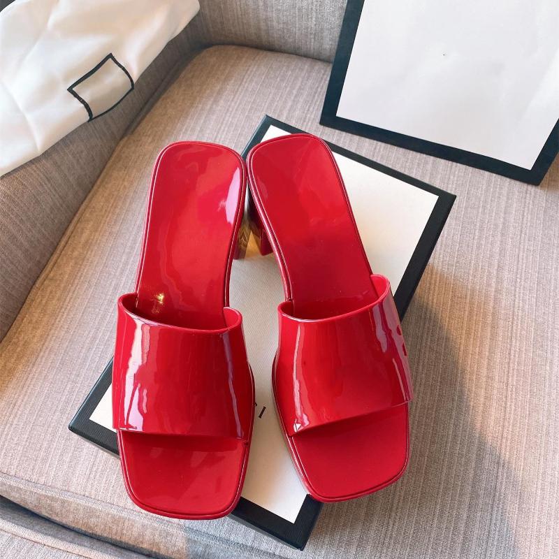 

Sandals Brand-name Ladies High Heels Rubber Slip Platform Slippers Chunky 2.4 Inch Summer Embossed Flip Flops, Black