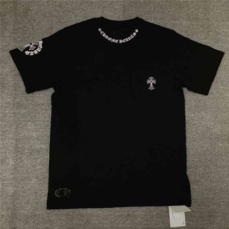 

12 New T-shirt croxinchao brand short for couples personalized ch Sanskrit cross print OS loose half sleeve, White