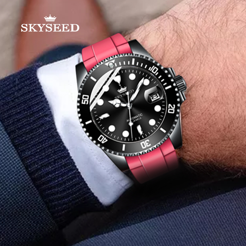 

TD6125 watches TianDai Swiss luminous diver face ring mouth sapphire mirror magnifier sports diving tape 41mm mechanical watch, Green belt and green watch