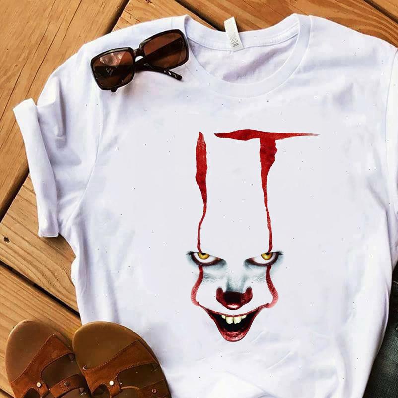 

funny femme summer fashi womens t shirt clown printed halloween casual 90s young girls tee, White