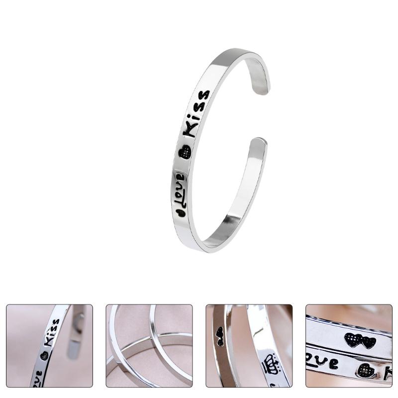 

Bangle 1pc Lover's Engraved Braclet Alloy Wrist Lady's Jewelry (Silver), Black